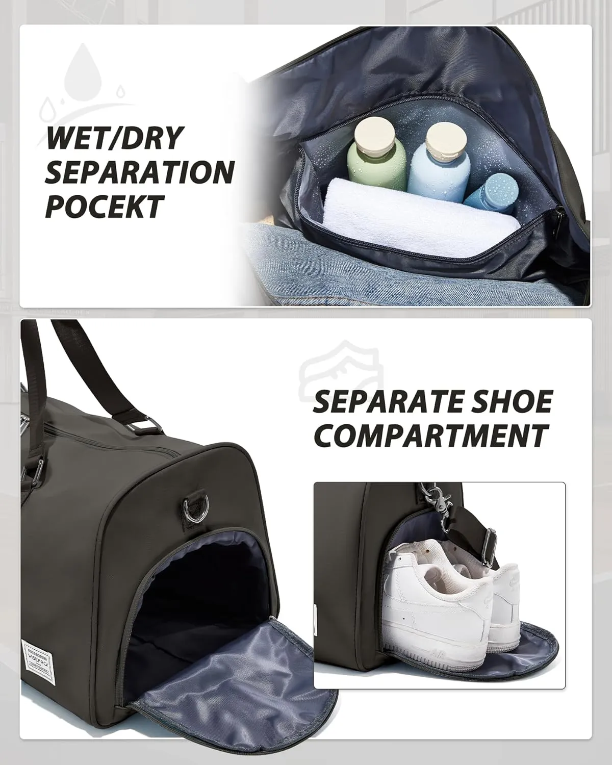 Gym Bag for Women Men with Shoe Compartment,Small Travel Duffle Bags for Traveling Overnight Weekender Bag Personal Item Travel Bag Large Sport Bag Workout Bag Coffee Brown