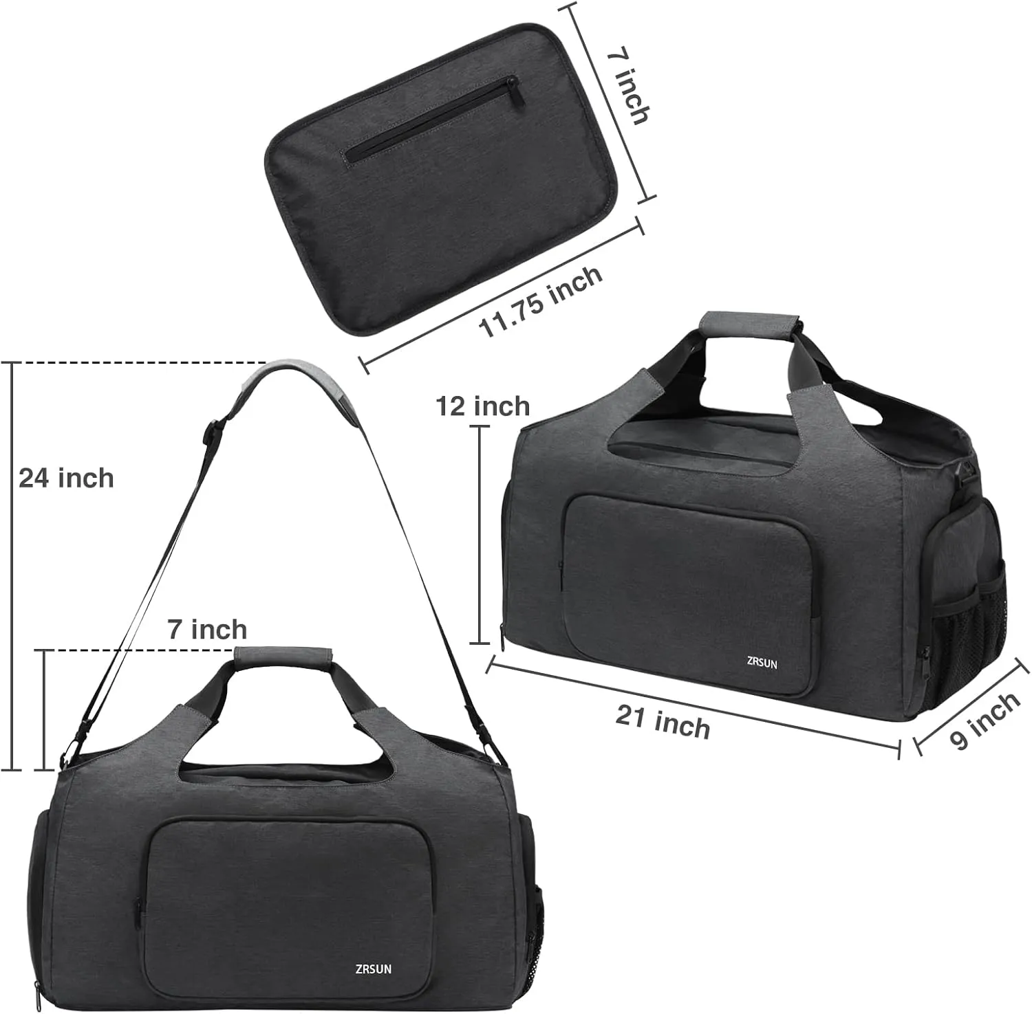 Gym Bags for Men Women, Sports Duffle Bag, Travel Gym Bag with Shoes Compartment and Wet Pocket, Foldable, Lightweight for Travel, Gym, Yoga