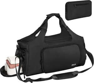 Gym Bags for Men Women, Sports Duffle Bag, Travel Gym Bag with Shoes Compartment and Wet Pocket, Foldable, Lightweight for Travel, Gym, Yoga
