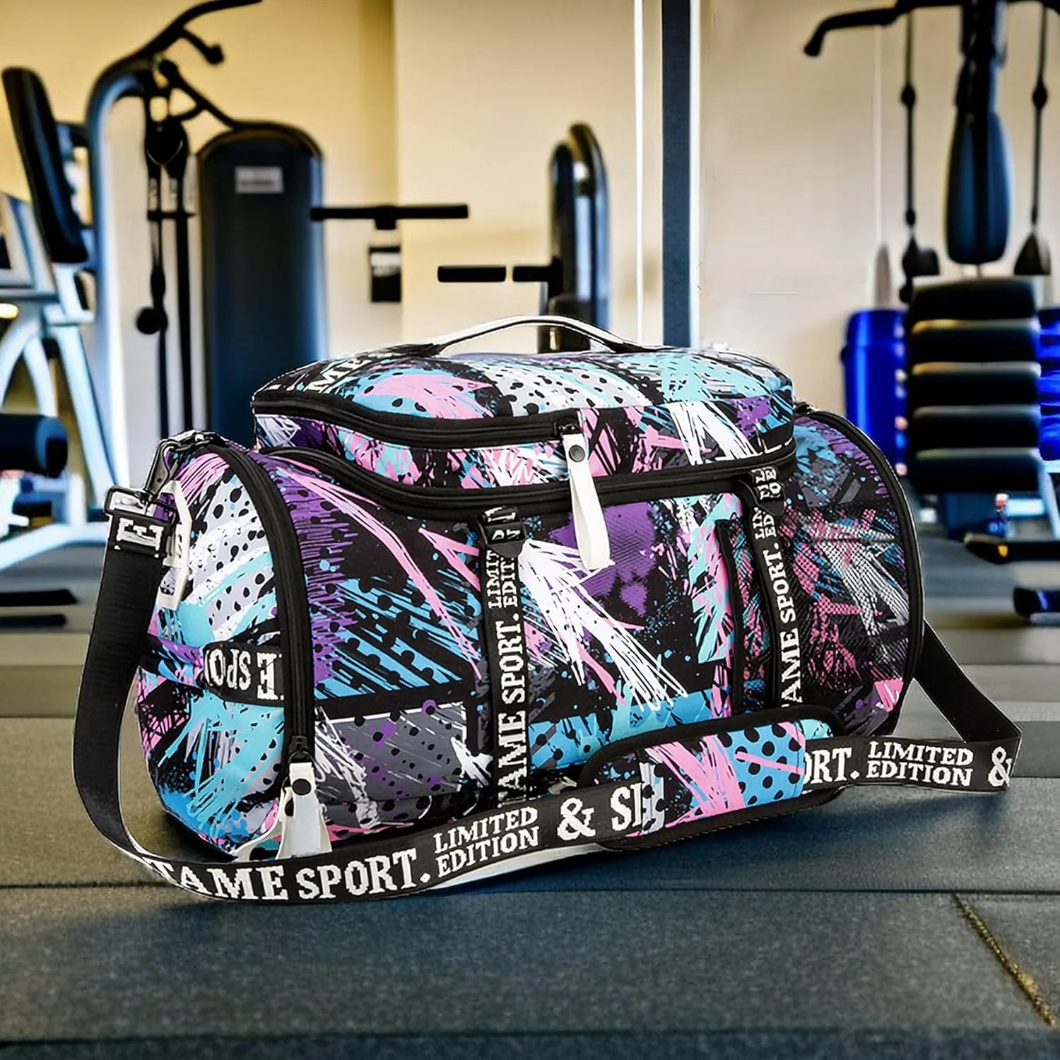 Gym Duffle Bag Backpack with Shoe Compartment,4 ways Travel Backpack for Women and Men,Multi-Functional Weekender bag with Waterproof Layer&Laptop Compartment for Fitness, Travel,Camping