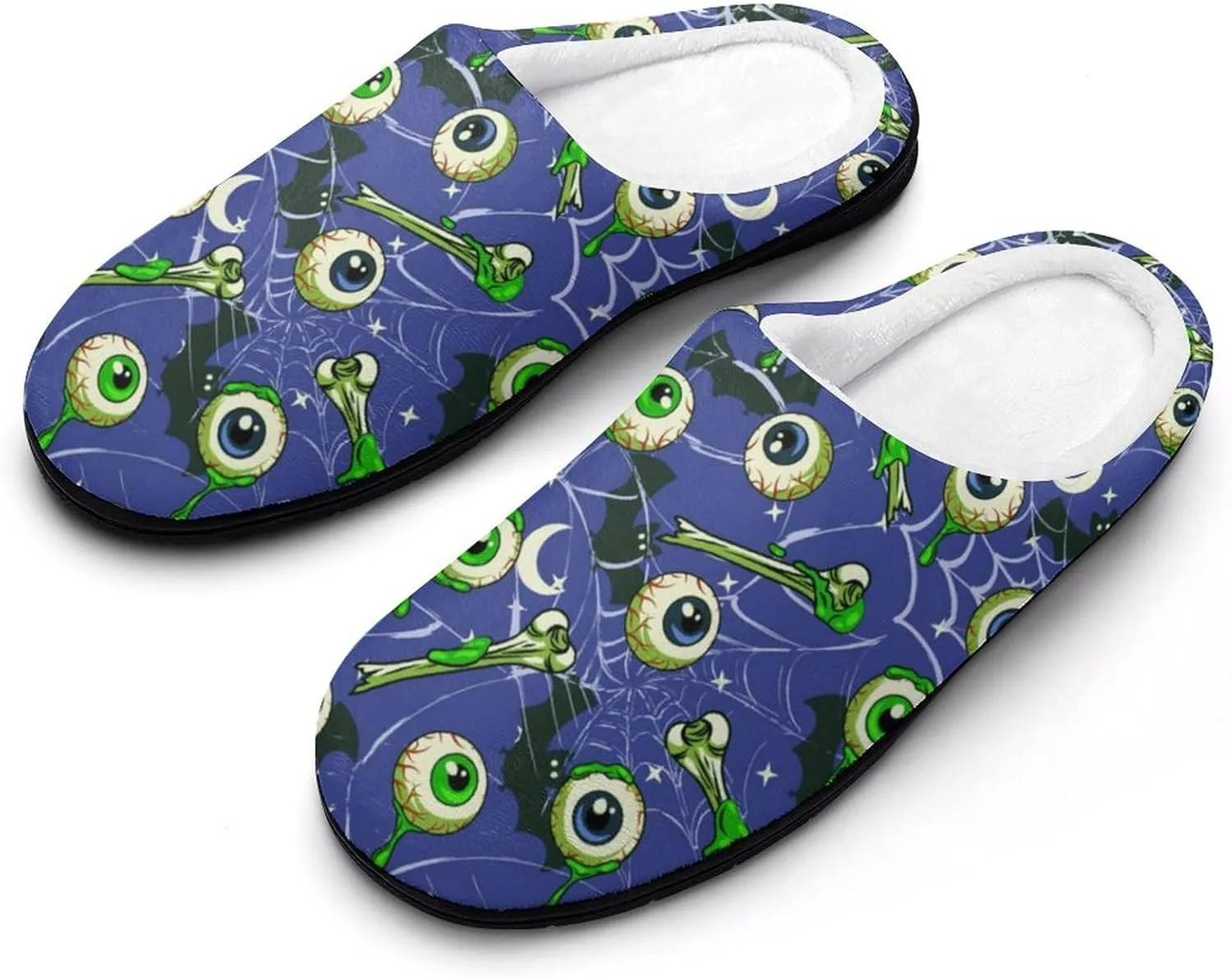 Halloween Green Eyes Black Birds Cat House Slippers For Woman Ladies Memory Foam Bedroom Slipper Outdoor Slip-On Shoes