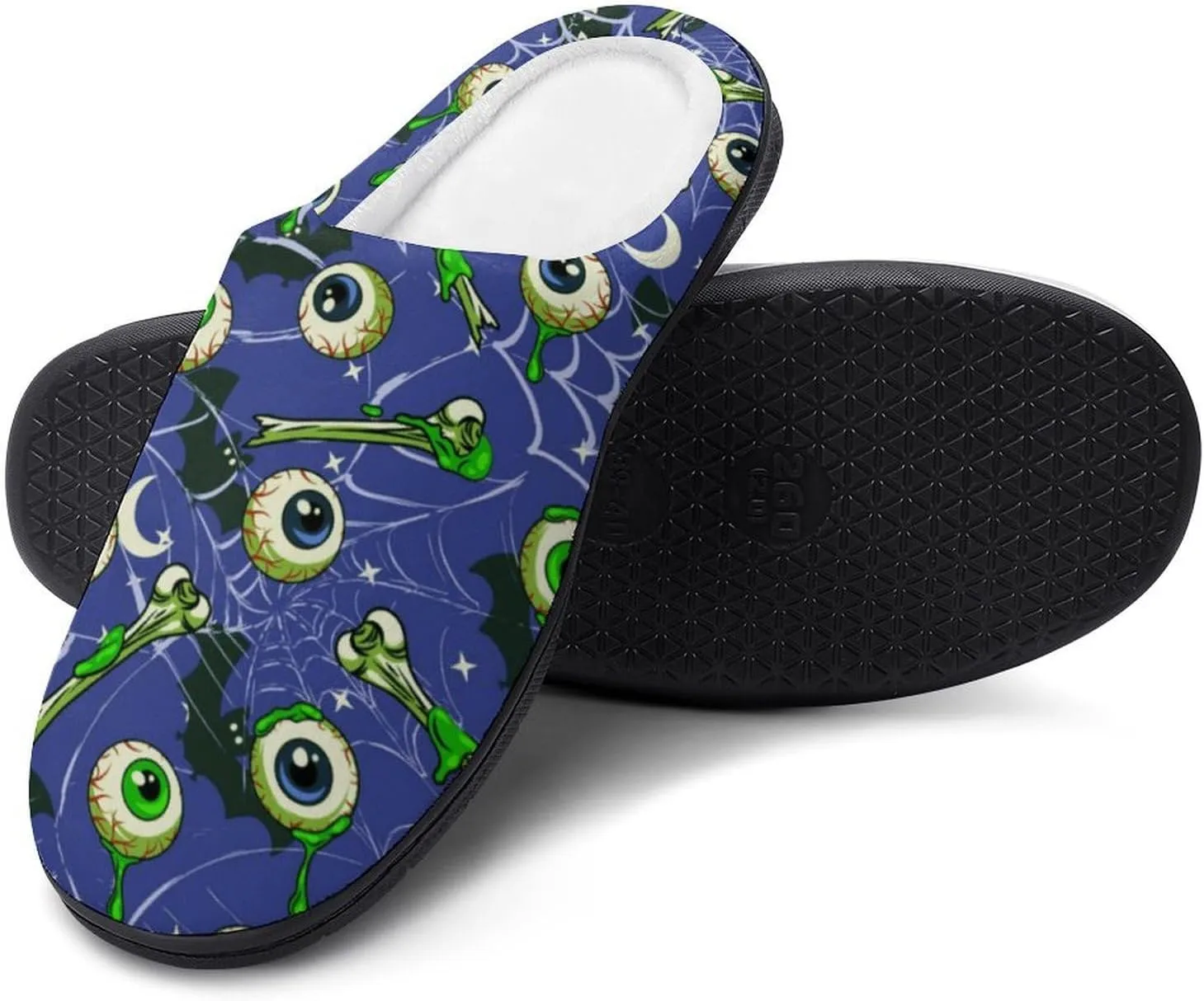 Halloween Green Eyes Black Birds Cat House Slippers For Woman Ladies Memory Foam Bedroom Slipper Outdoor Slip-On Shoes