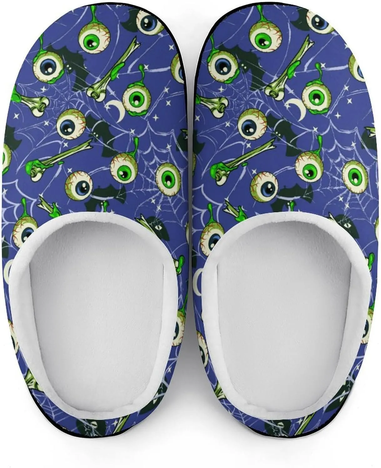 Halloween Green Eyes Black Birds Cat House Slippers For Woman Ladies Memory Foam Bedroom Slipper Outdoor Slip-On Shoes