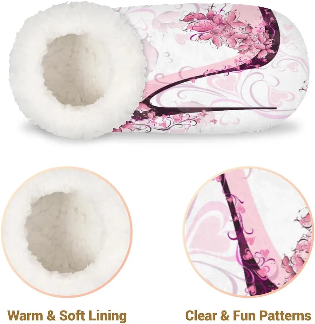 Hand Painted Heart Flower High Heels Slipper for Women and Men Non-Slip Fuzzy Slipper Socks Memory Foam Slippers Winter Warm Home Slippers Fur Lining