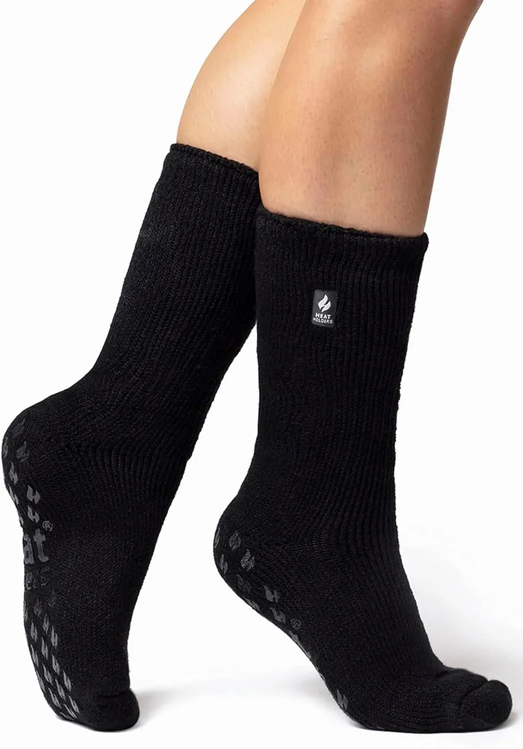 HEAT HOLDERS - Womens Thick Non Skid/Slip Thermal Slipper Socks with Grippers