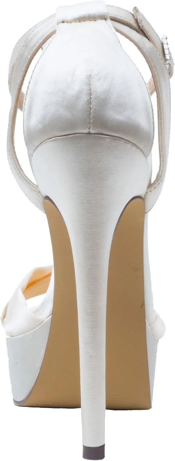 Heidi Platform High Heel Sandal Satin Bridal Prom Wedding Pumps