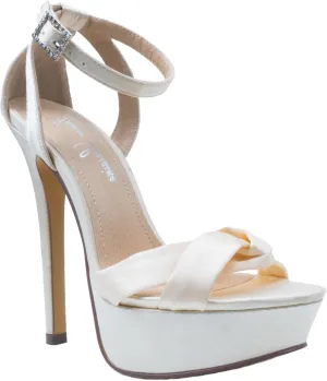 Heidi Platform High Heel Sandal Satin Bridal Prom Wedding Pumps