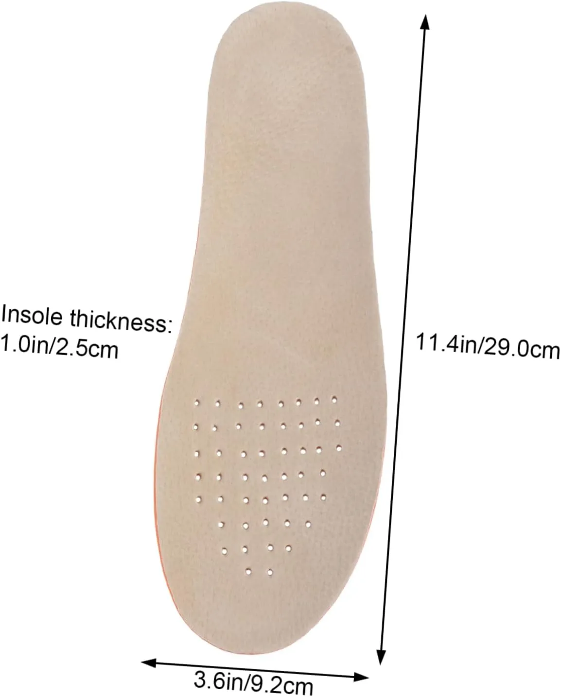 Height Increase Insoles Breathable Pig Skin Shoe Lifts for Women Men 2.5cm Lift Random Style