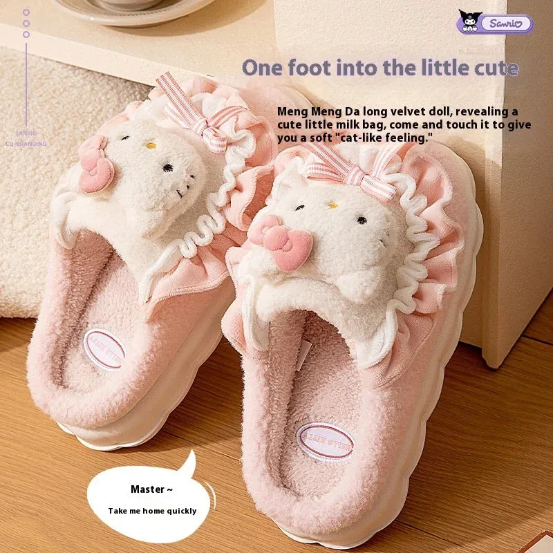 Hello Kitty Winter Plush Non Slip Slippers