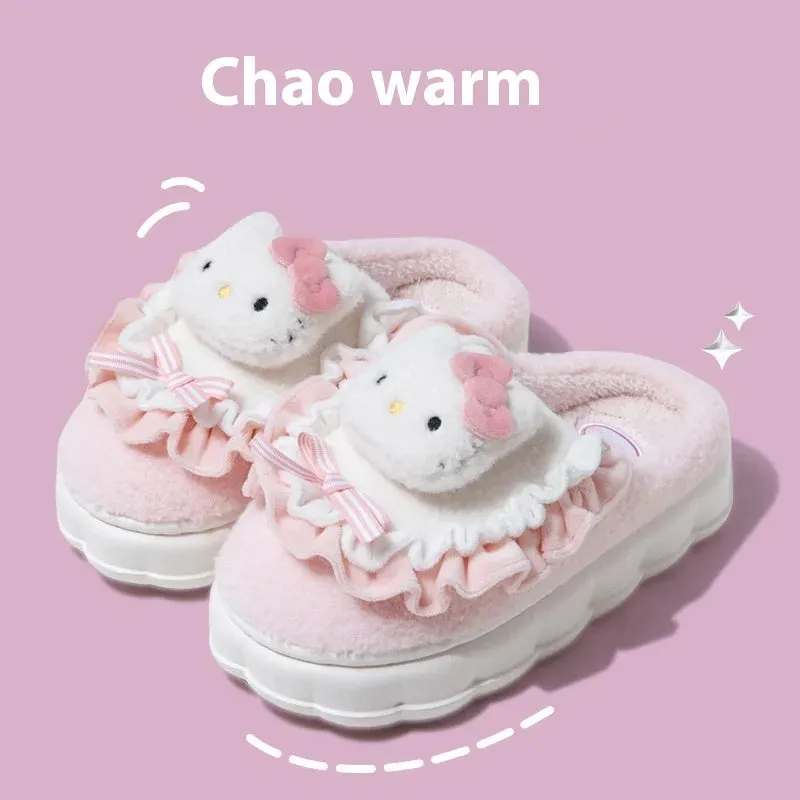 Hello Kitty Winter Plush Non Slip Slippers