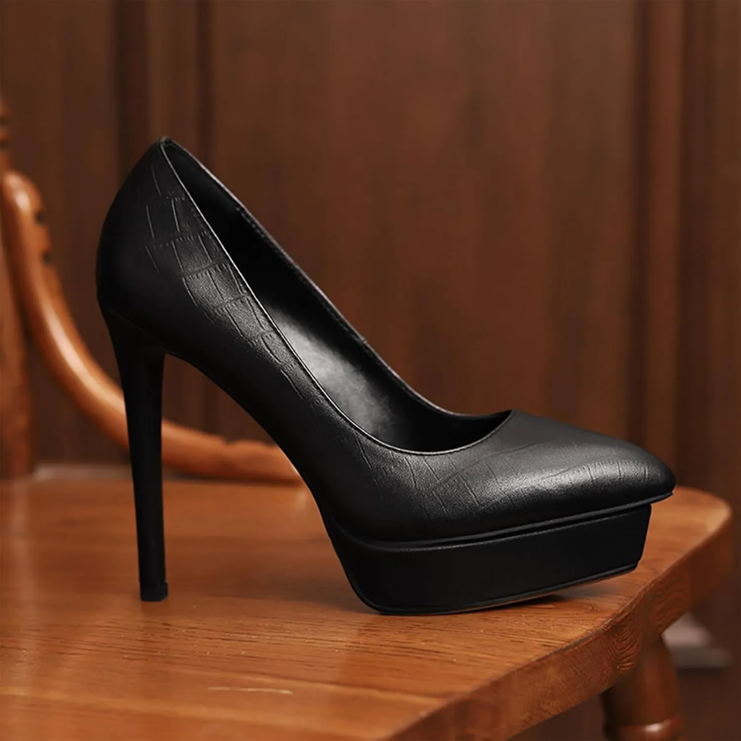 High Heels,Classic Leather Stilettos for Women,12.5CM High Heels,Breathable and Comfortable Cowhide Soles