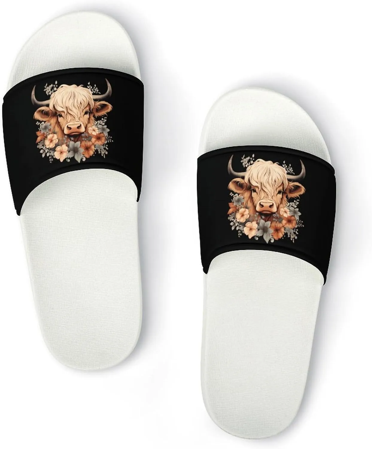 Highland Cow Open Toe Slippers for Women And Men Non Slip Shower Slippers Home Slippers