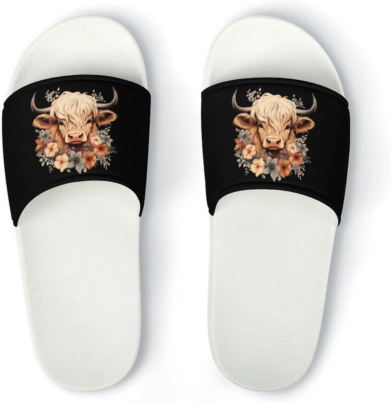 Highland Cow Open Toe Slippers for Women And Men Non Slip Shower Slippers Home Slippers