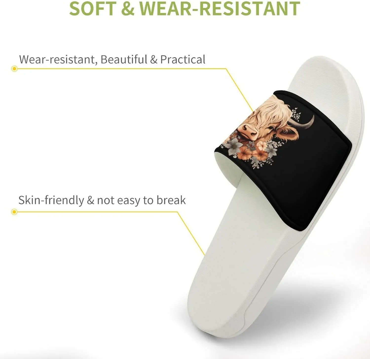 Highland Cow Open Toe Slippers for Women And Men Non Slip Shower Slippers Home Slippers