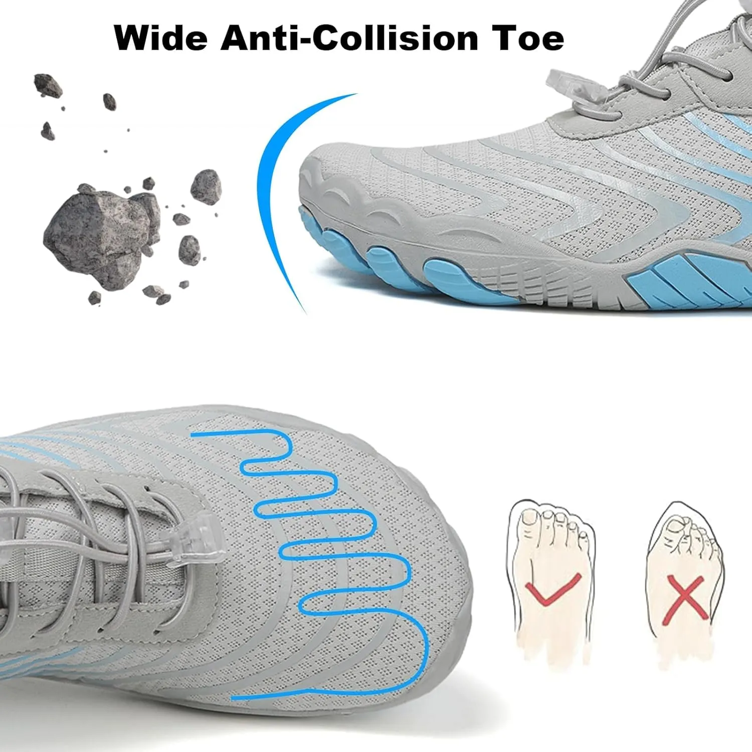 Hike Barefoot Shoes for Women Men, Non Slip Healthy Grounded Footwear, Breathable Trail Running Shoes, Minimalist Wide Toe Box Zero Drop Cross Trainer Sneakers, Unisex Outdoor Footwear