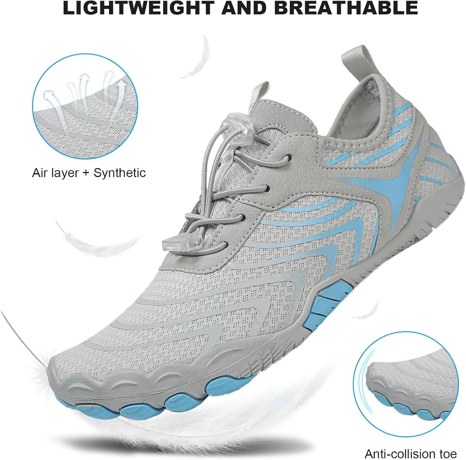 Hike Barefoot Shoes for Women Men, Non Slip Healthy Grounded Footwear, Breathable Trail Running Shoes, Minimalist Wide Toe Box Zero Drop Cross Trainer Sneakers, Unisex Outdoor Footwear