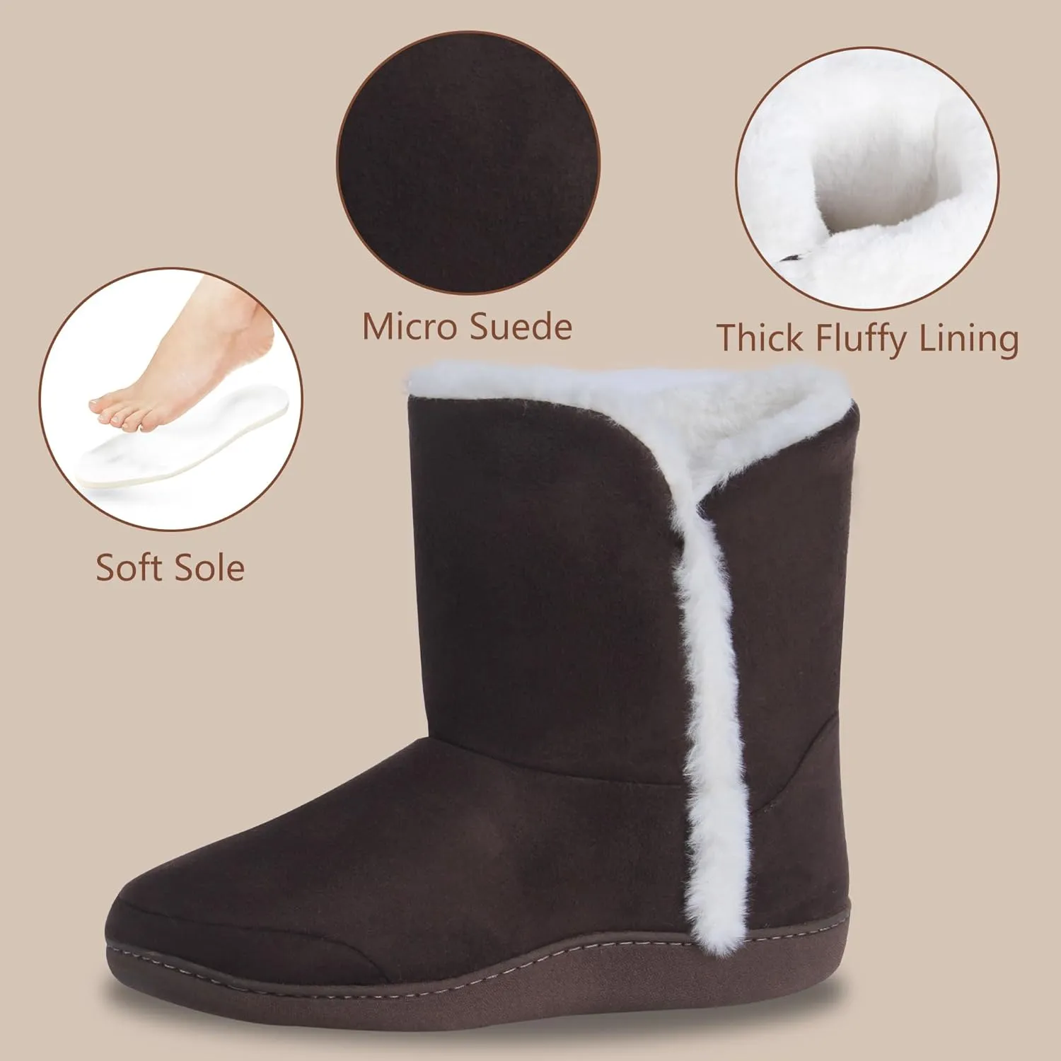 Home Slipper Women's Winter Warm Memory Foam Indoor House Slippers Boots