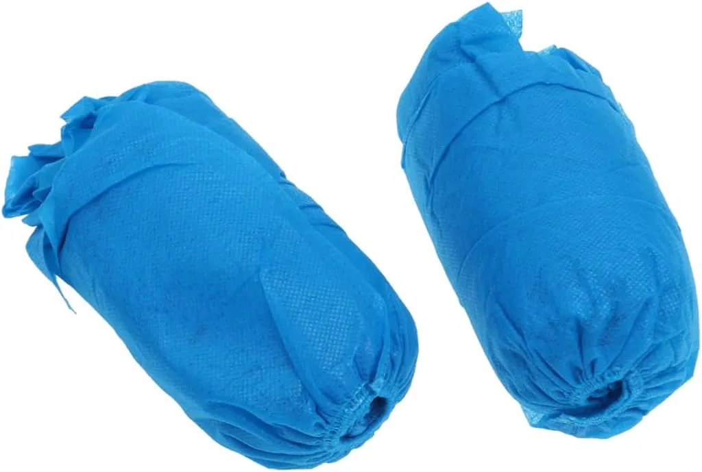 Homoyoyo 300Pcs Disposable Non Woven Shoe Covers Thickened Elastic Band Breathable Slip Design Blue for Travel Construction and Home Use
