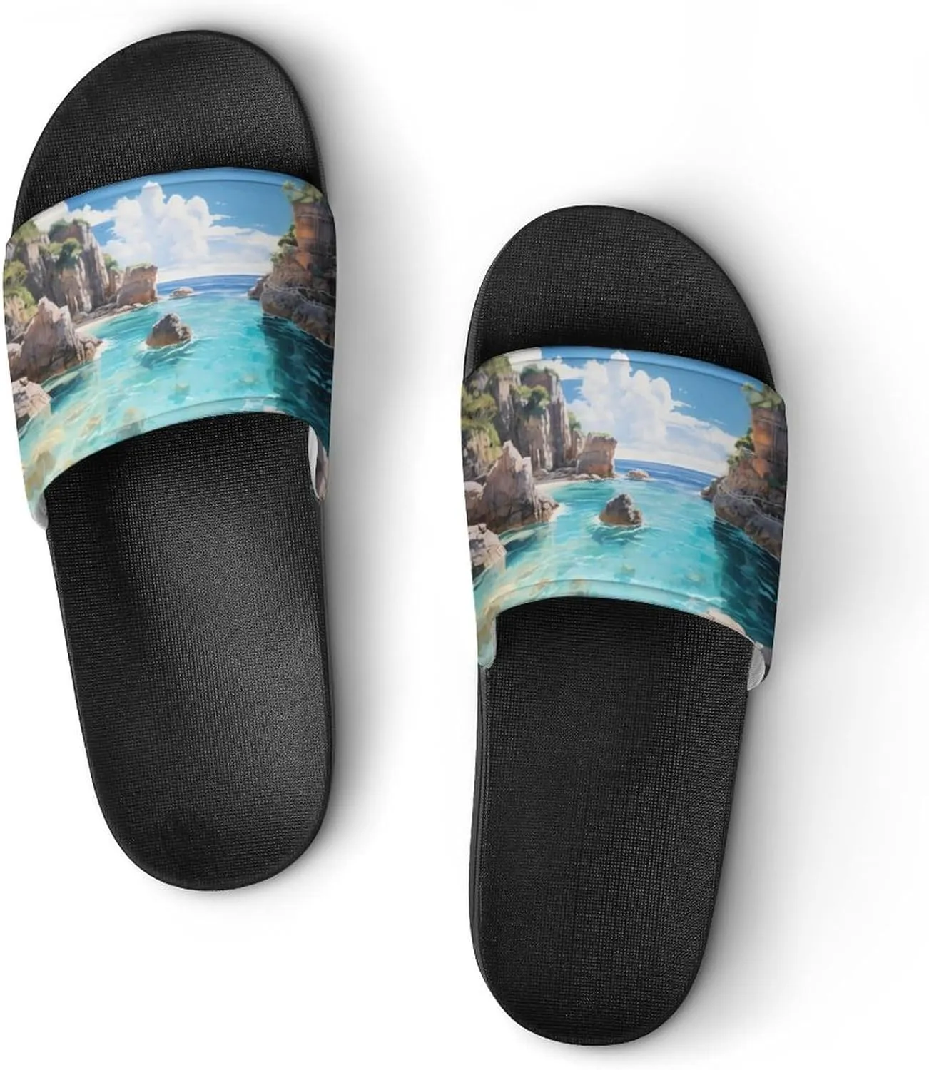 Horseshoe Bay Cove Bermuda PVC Home Slippers Non Slip Shower Shoes Bathroom Slippers Sandals for Women Men