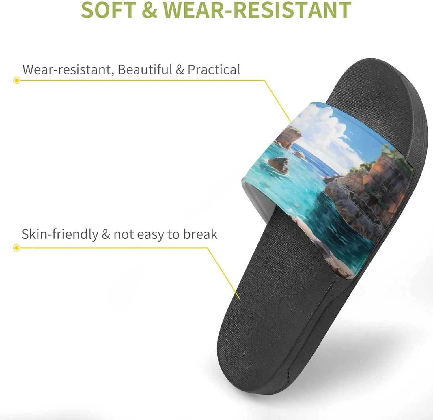 Horseshoe Bay Cove Bermuda PVC Home Slippers Non Slip Shower Shoes Bathroom Slippers Sandals for Women Men