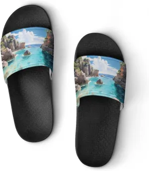 Horseshoe Bay Cove Bermuda PVC Home Slippers Non Slip Shower Shoes Bathroom Slippers Sandals for Women Men