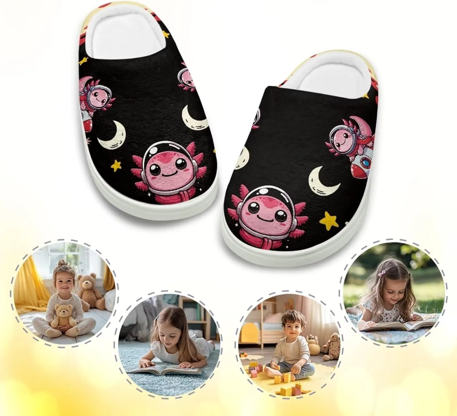 House Slippers for Kids Plush Cotton Slipper Home Indoor Fuzzy Slipper Shoes Warm Non Slip Fleece Plush Slipper Size 9-15