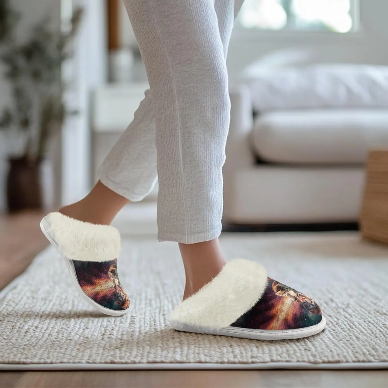 House Slippers for Women Indoor Winter Warm Fuzzy Slipper Size 5-12 Bedroom Non-Slip