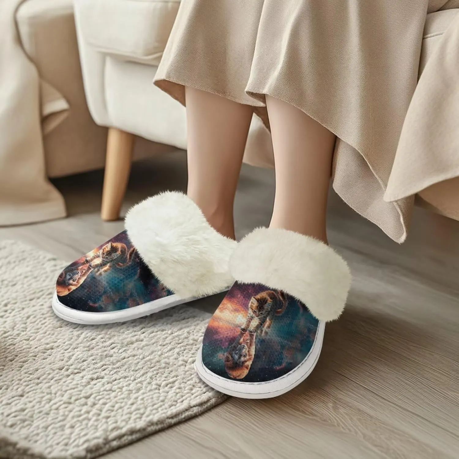 House Slippers for Women Indoor Winter Warm Fuzzy Slipper Size 5-12 Bedroom Non-Slip