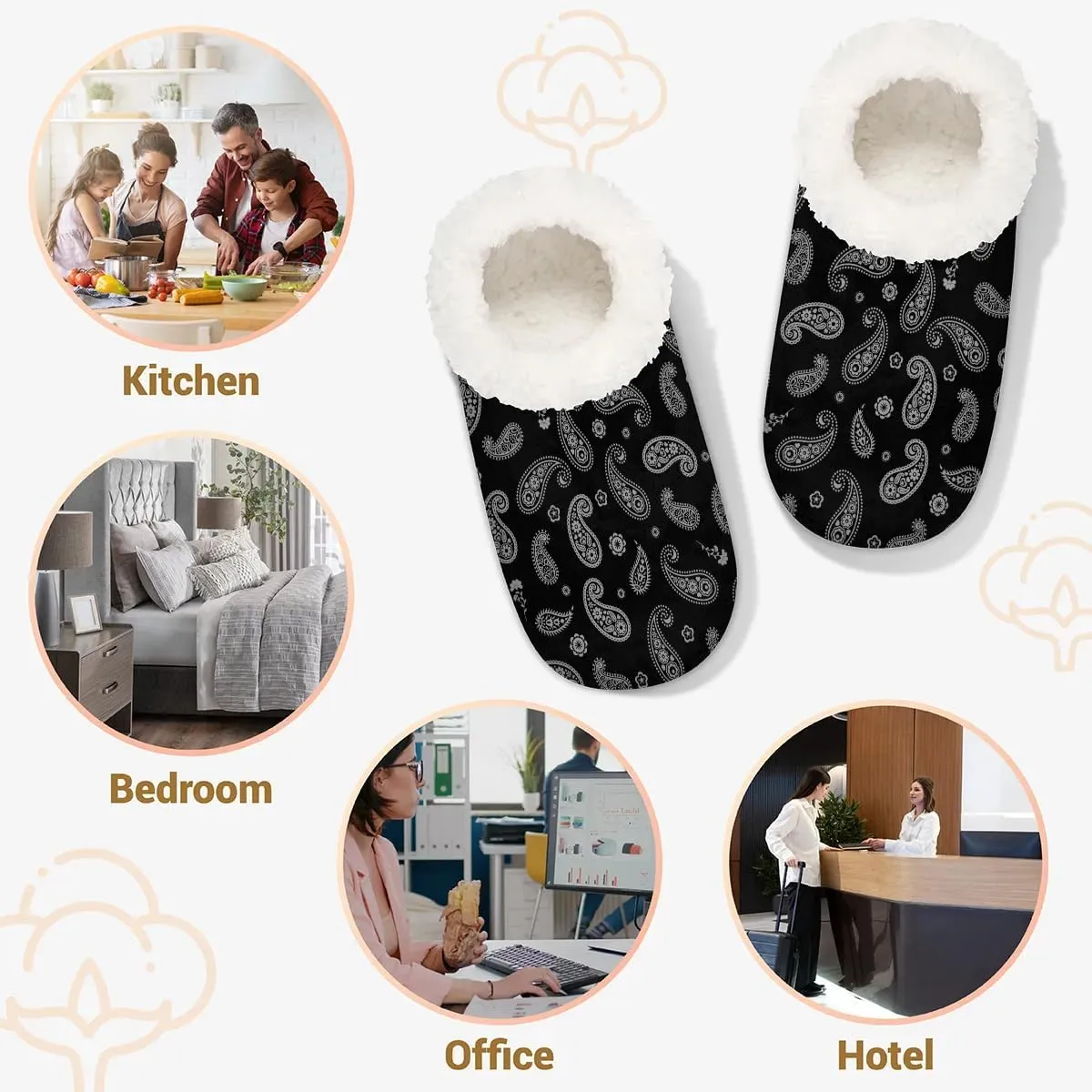 House Slippers for Women Men Winter Fuzzy Memory Foam Slippers Indoor Warm Full Slippers