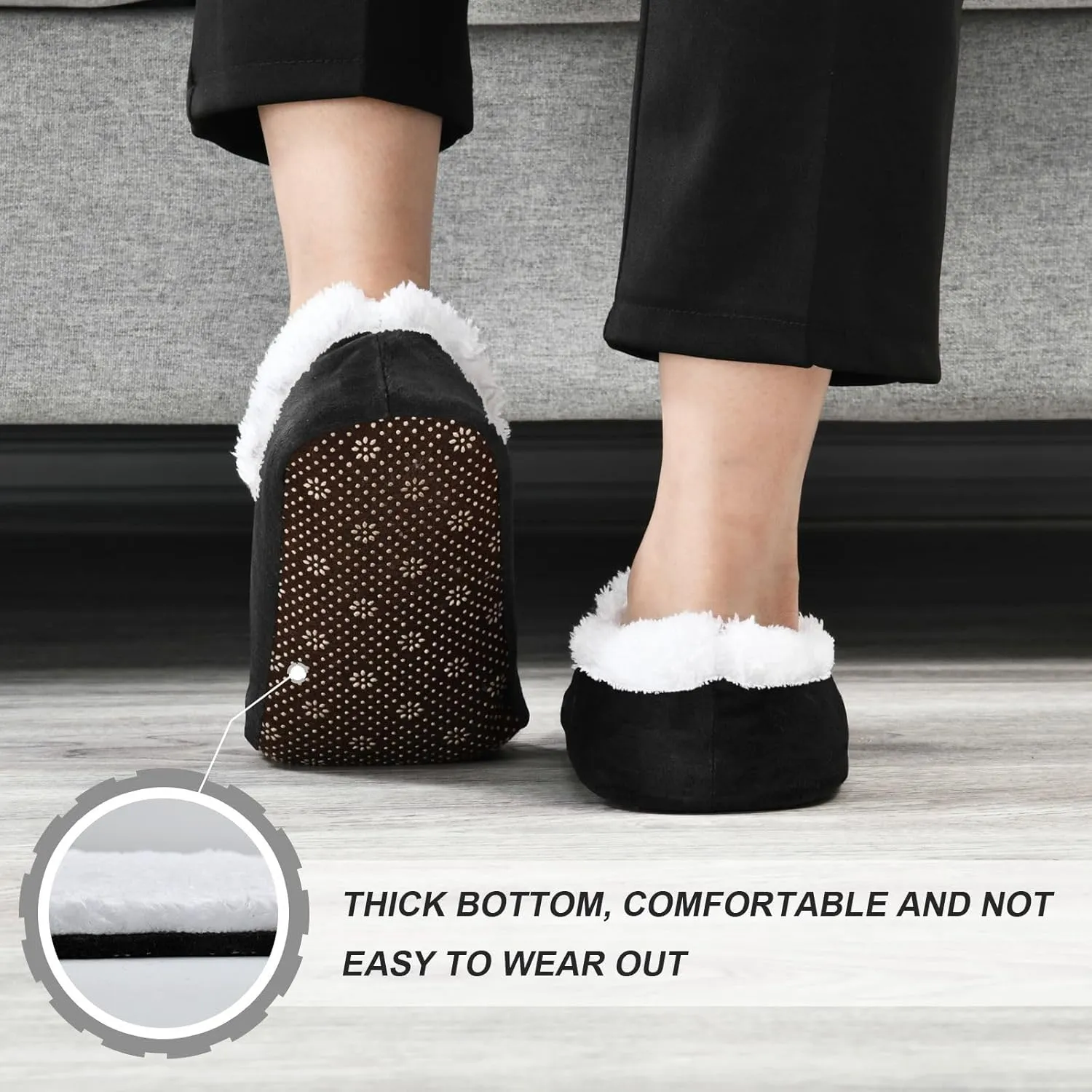 House Slippers Fuzzy Memory Foam Soft Slipper Socks for Woman Men