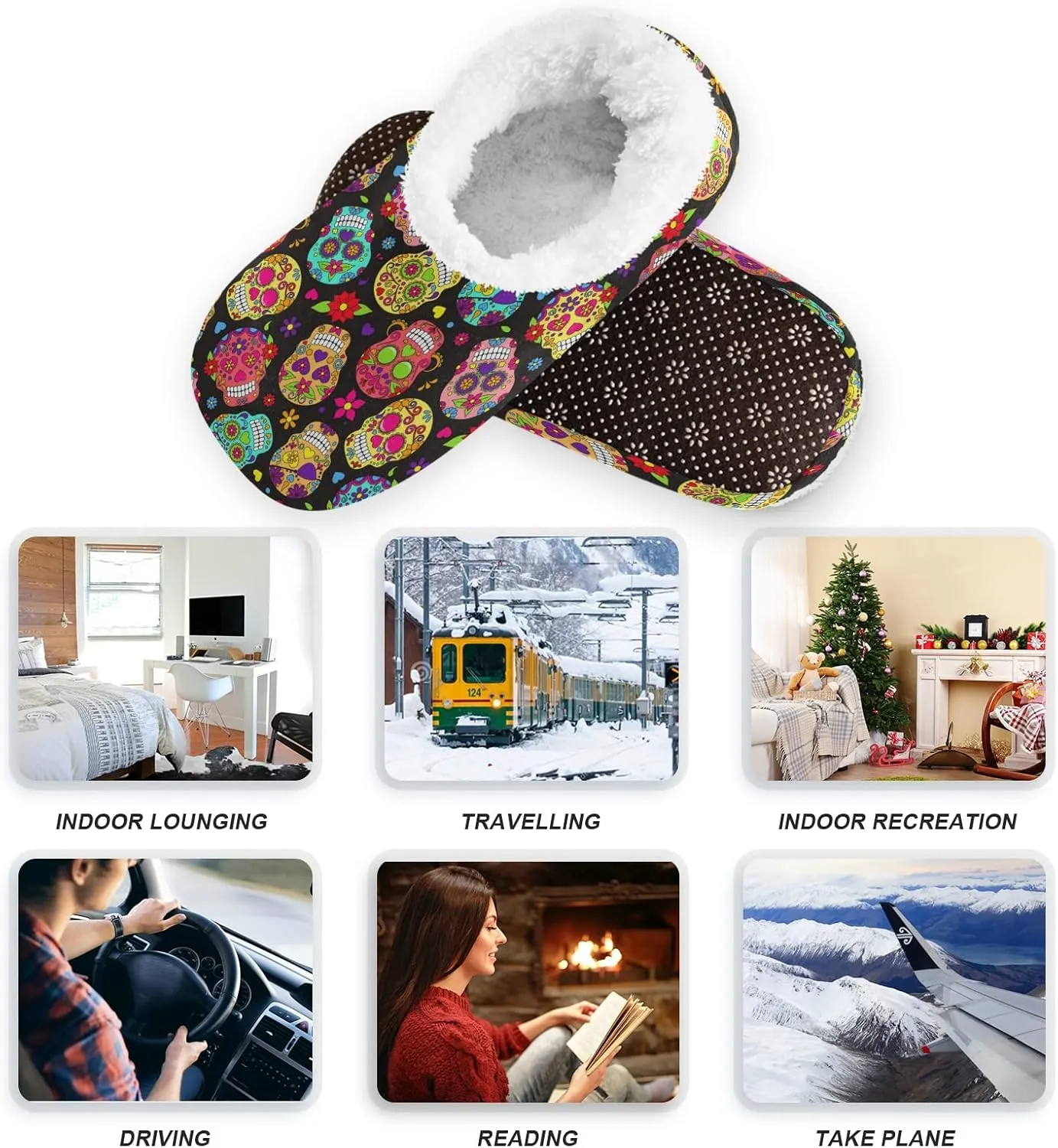 House Slippers Fuzzy Memory Foam Soft Slipper Socks for Woman Men