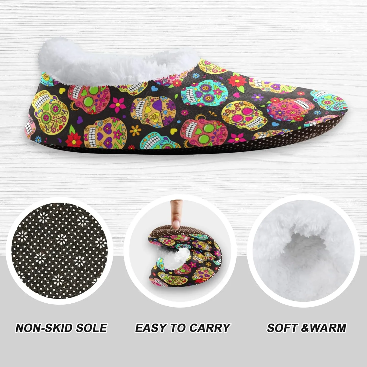 House Slippers Fuzzy Memory Foam Soft Slipper Socks for Woman Men