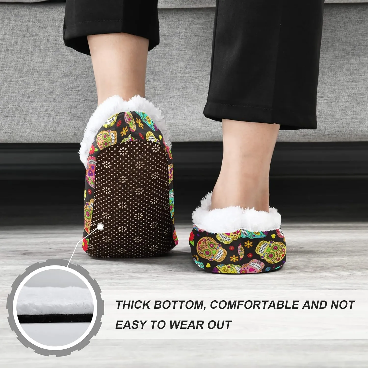 House Slippers Fuzzy Memory Foam Soft Slipper Socks for Woman Men