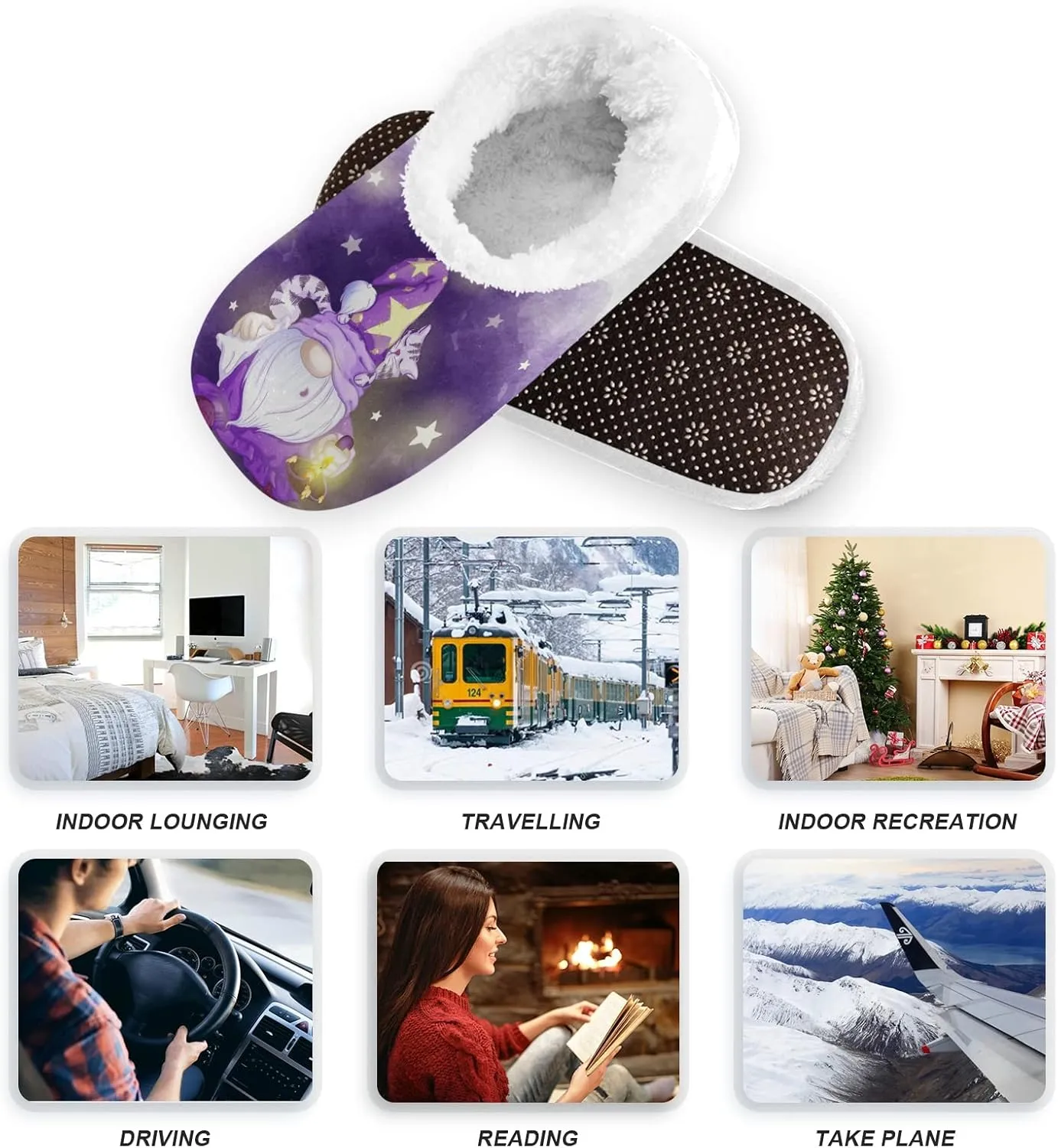House Slippers Fuzzy Memory Foam Soft Slipper Socks for Woman Men