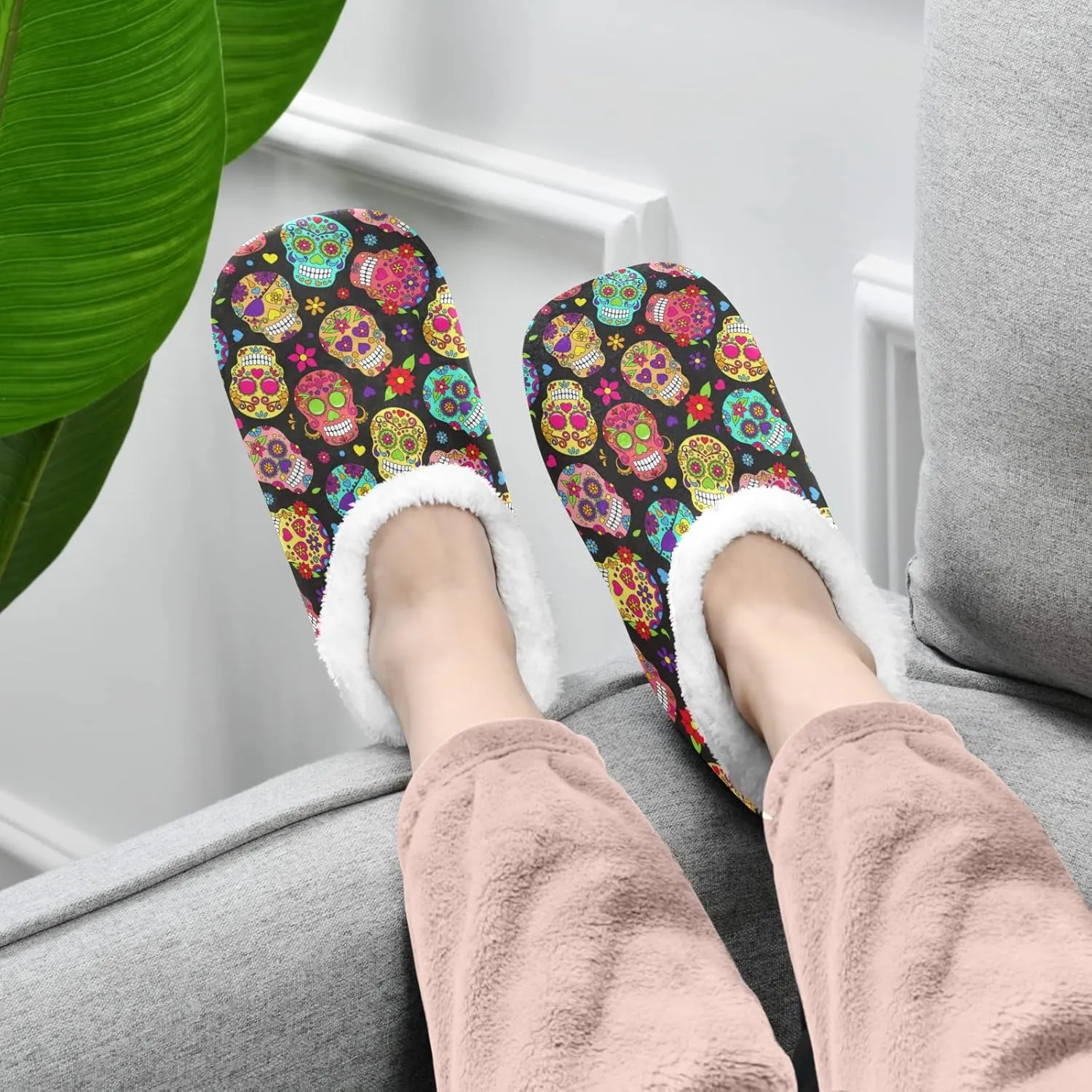 House Slippers Fuzzy Memory Foam Soft Slipper Socks for Woman Men