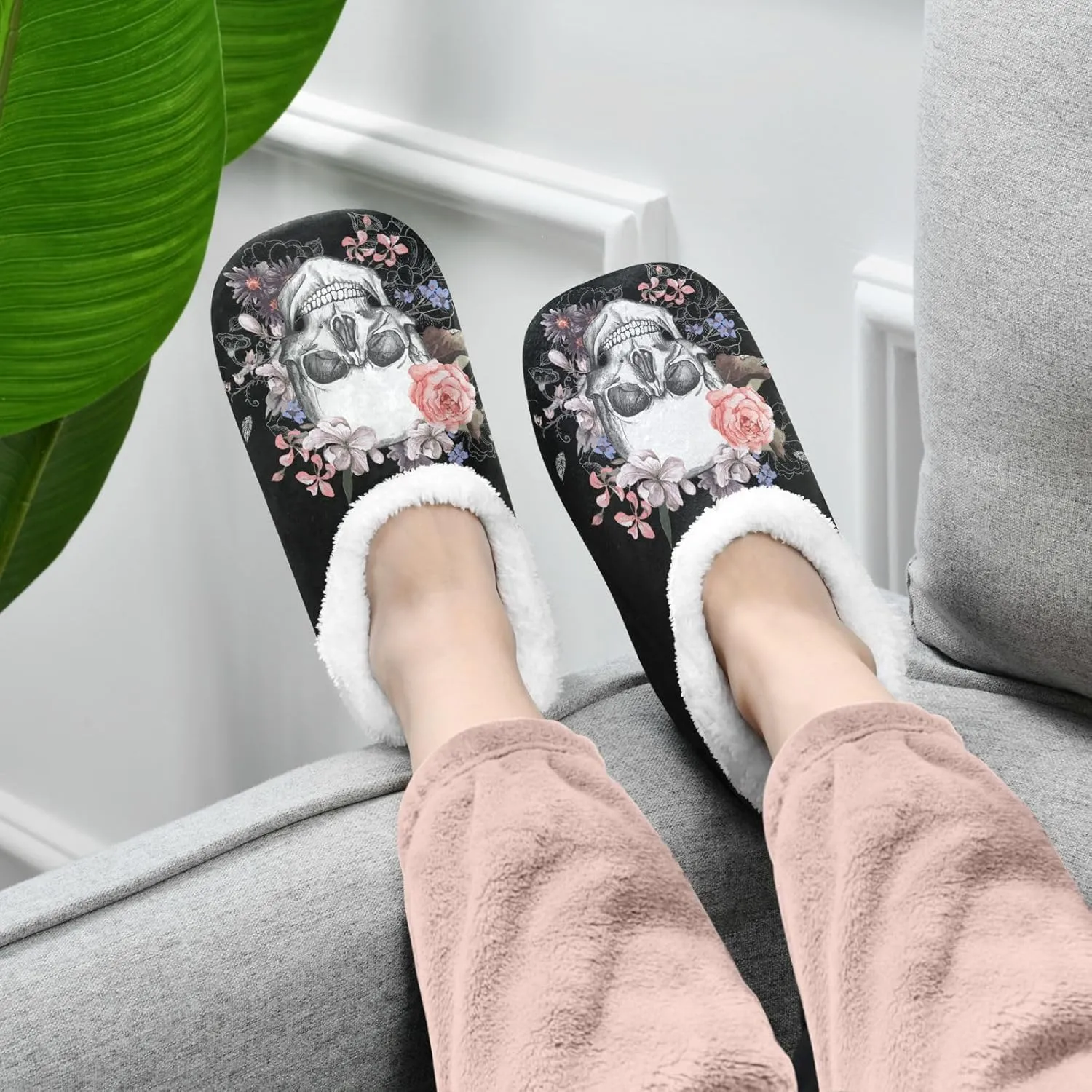 House Slippers Fuzzy Memory Foam Soft Slipper Socks for Woman Men
