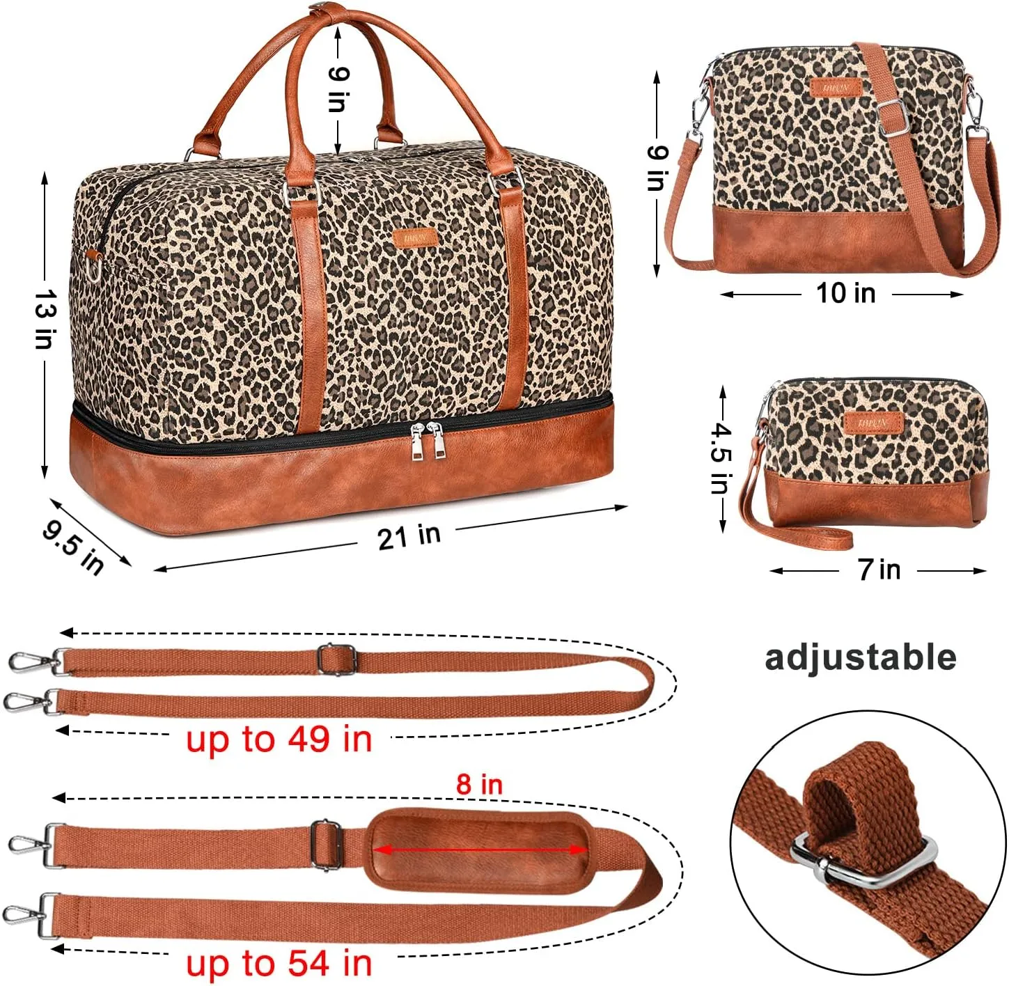 IBFUN Weekender Bags for Women, 21" Weekender Travel Bag, Travel Duffle Bag with Shoe Compartment Carry on Overnight Duffel Bag for Weekend Travel Business Trip, 3PCS