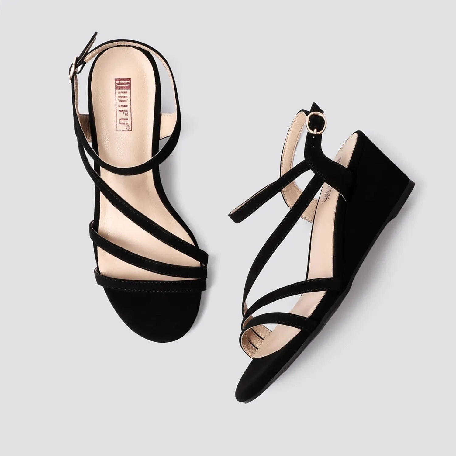 IDIFU Women's Wedge Heel Sandal Dress Low Strappy 2 Inch Open Toe Wedding Bridal Shoes for Woman Ladies Evening Formal