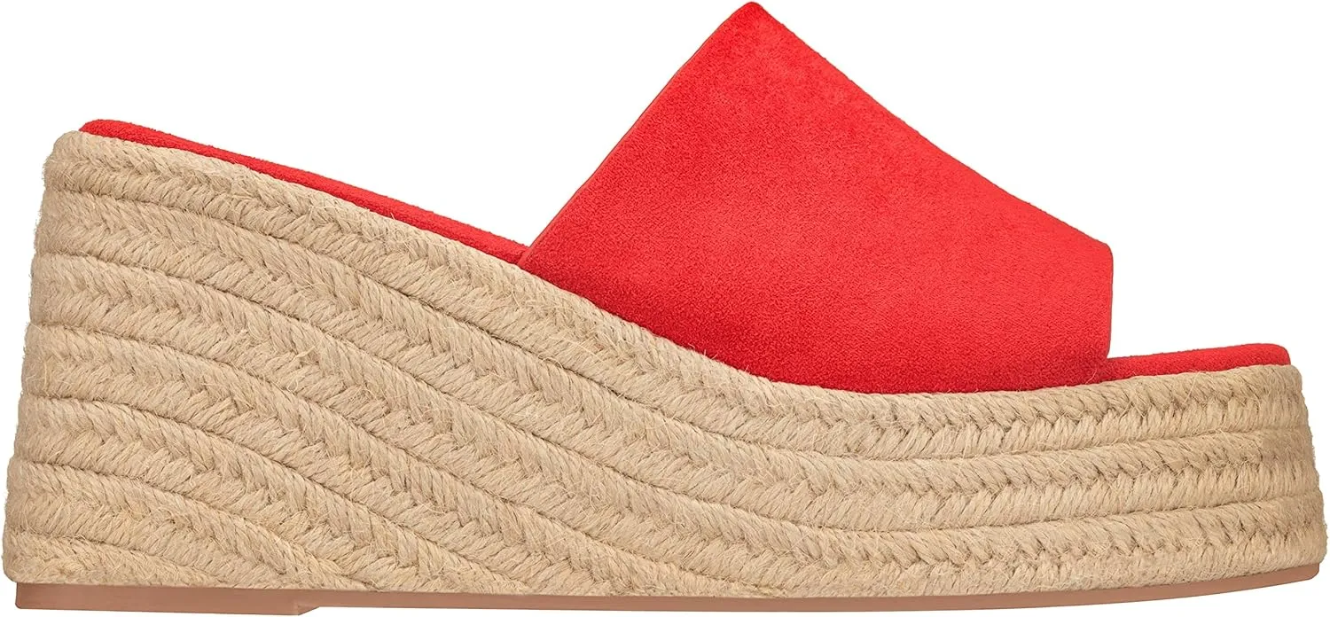 ILLUDE Women's Wedge Sandal Espadrille Platform Slip On Open Toe Wedge Heel Sandals