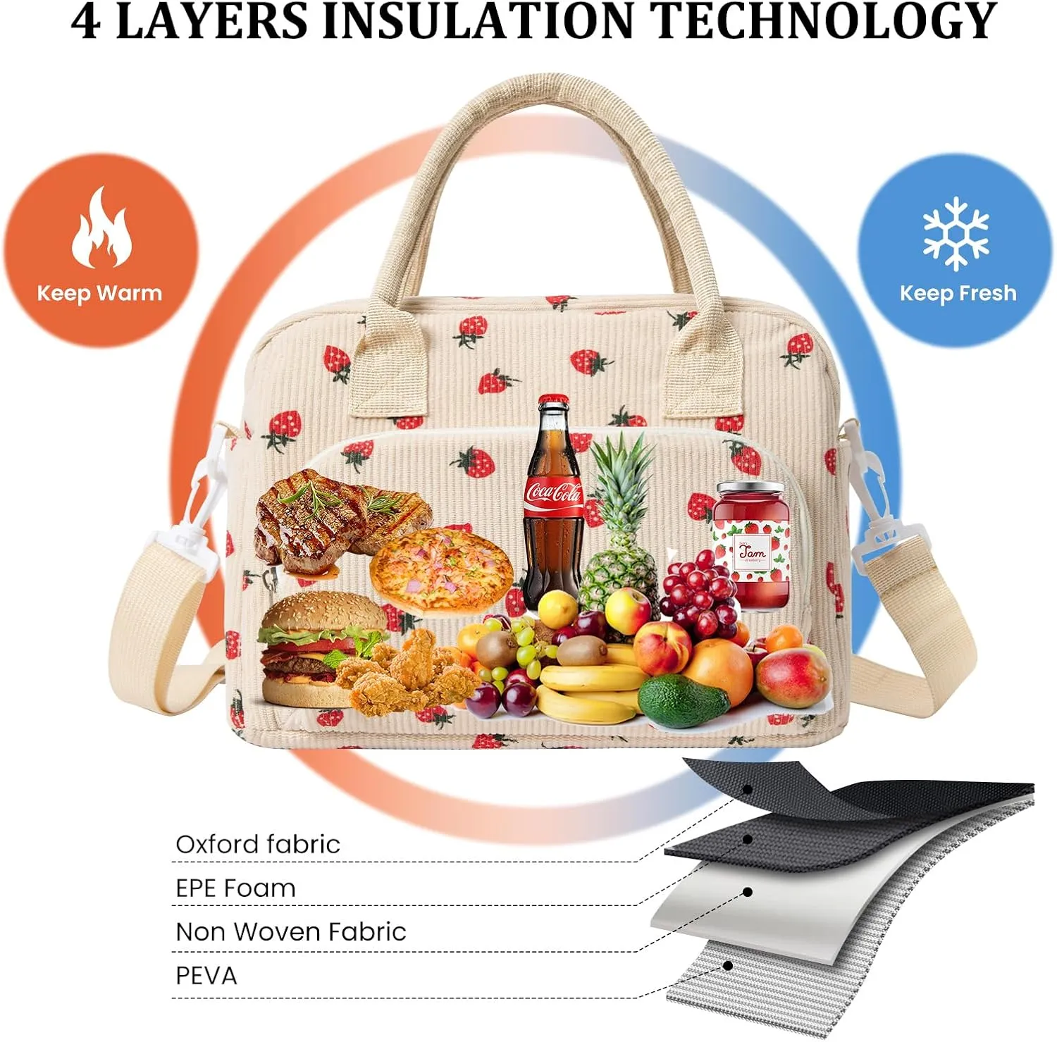 Insulated Lunch Bag for Women Men Large Reusable Lunch Box Adult Leakproof Portable Cooler Tote Bags for Work Picnic