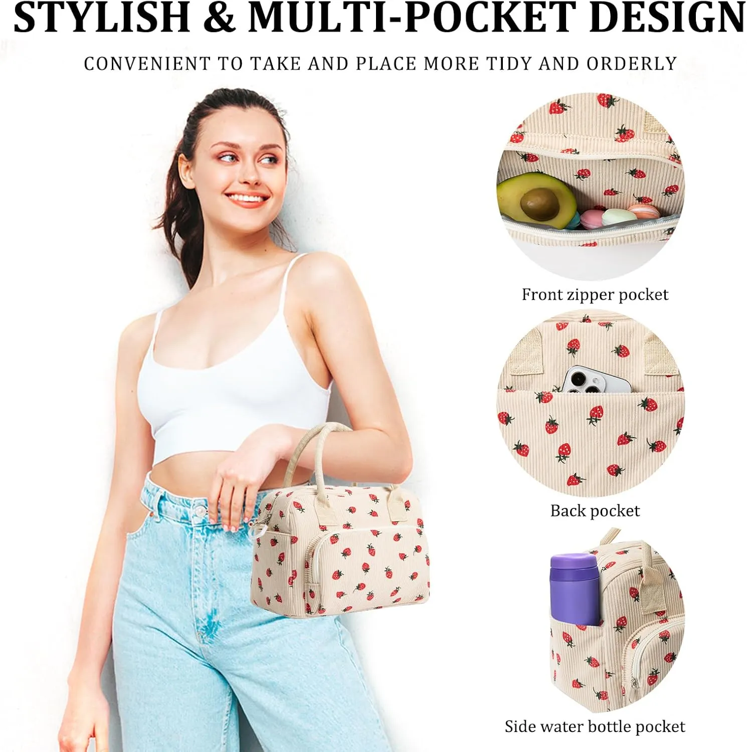 Insulated Lunch Bag for Women Men Large Reusable Lunch Box Adult Leakproof Portable Cooler Tote Bags for Work Picnic