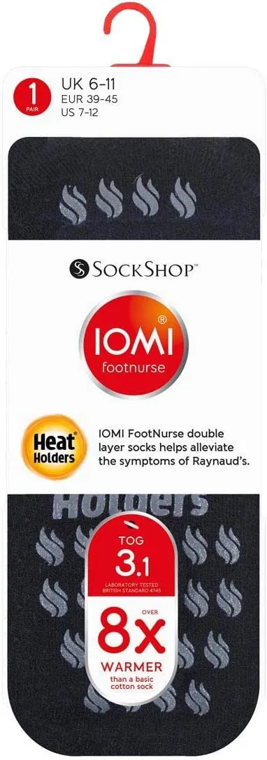 IOMI Heat Holders - 3.1 TOG Winter Thermal Non Slip Slipper Socks for Raynauds
