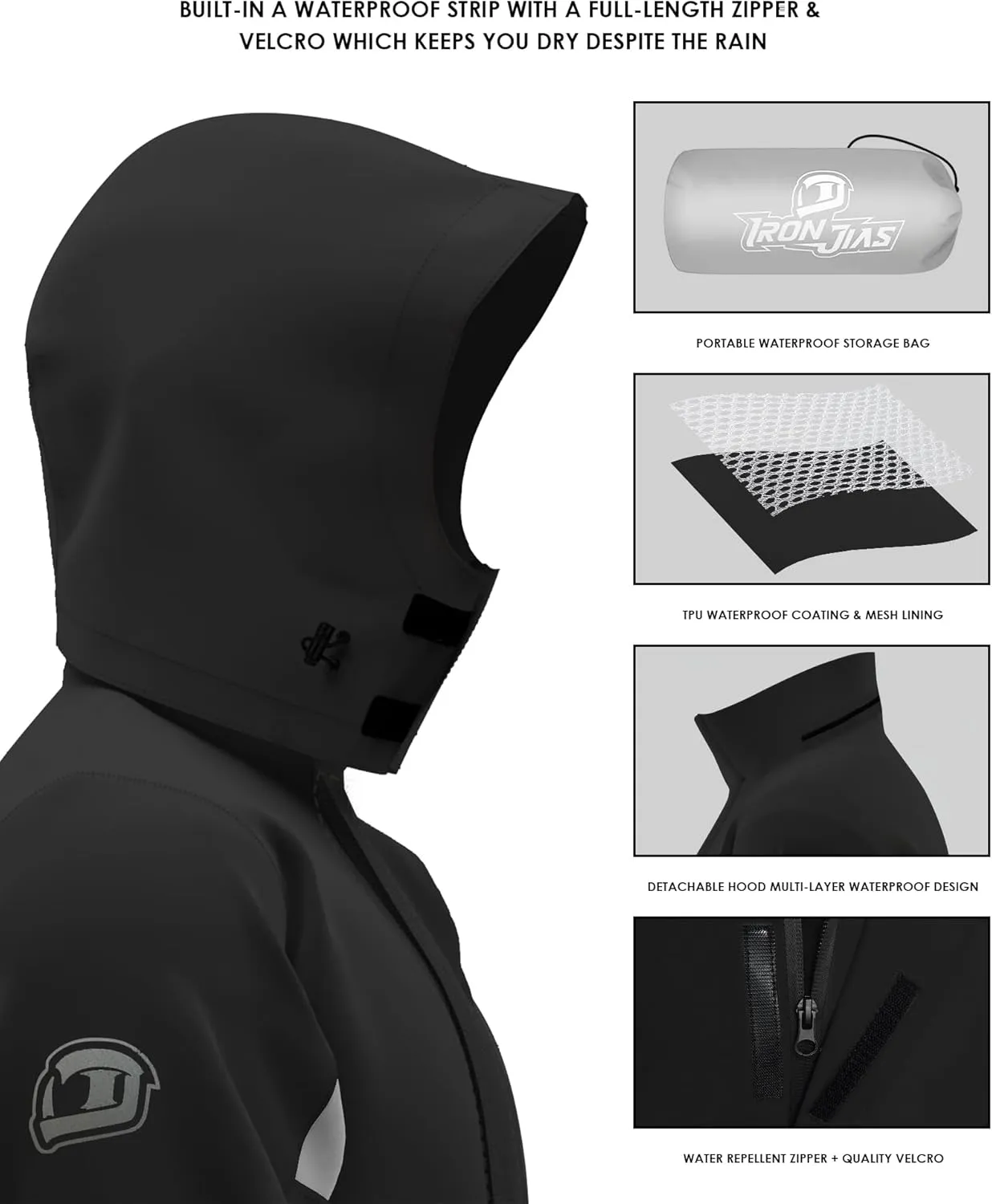 IRON JIA'S Rain Suit, Motorcycle Rain Gear for Men & Women, Waterproof Jacket and Pants, Breathable Reflective Raincoat for Fishing, Golf