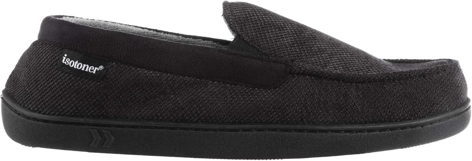 isotoner Men's Diamond Corduroy Moccasin Indoor/Outdoor Slipper with Memory Foam