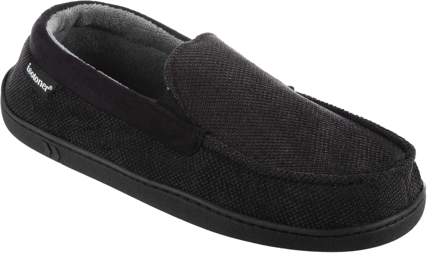 isotoner Men's Diamond Corduroy Moccasin Indoor/Outdoor Slipper with Memory Foam
