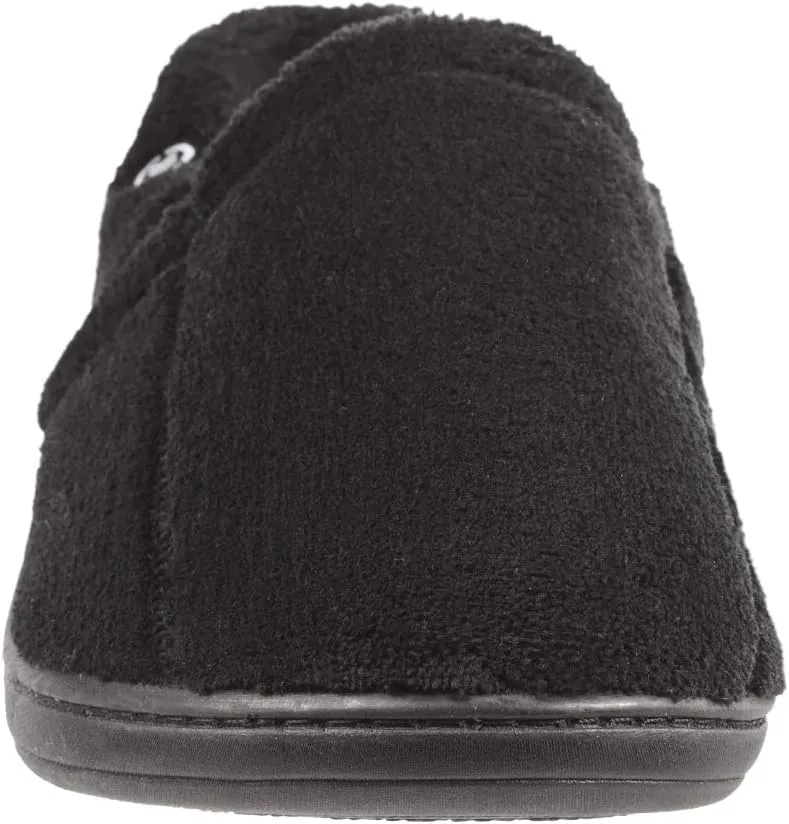 Isotoner Men's Microterry Moccasin Slipper with Memory Foam, Heel Cushion and Versatile Sole