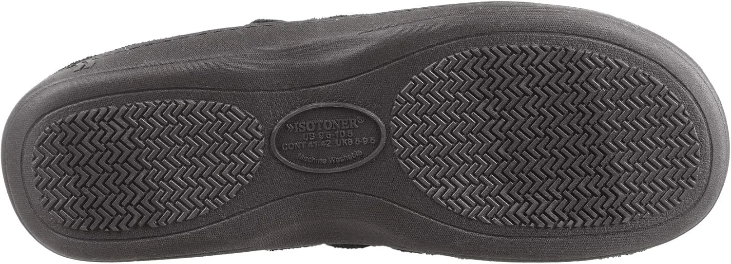 Isotoner Men's Microterry Moccasin Slipper with Memory Foam, Heel Cushion and Versatile Sole
