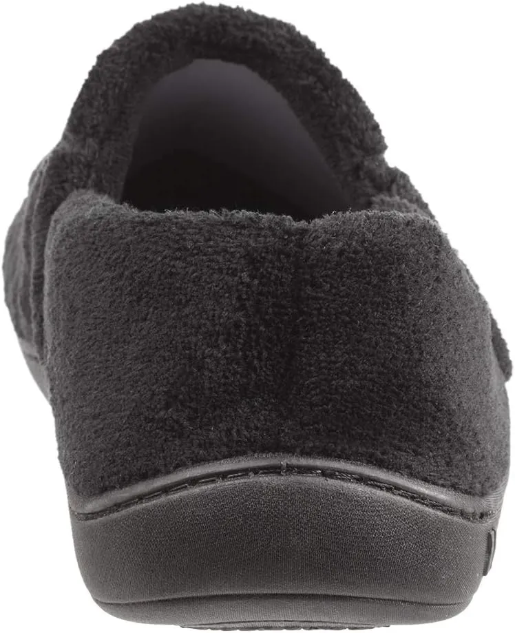 Isotoner Men's Microterry Moccasin Slipper with Memory Foam, Heel Cushion and Versatile Sole