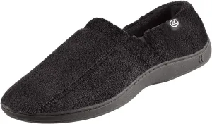 Isotoner Men's Microterry Moccasin Slipper with Memory Foam, Heel Cushion and Versatile Sole
