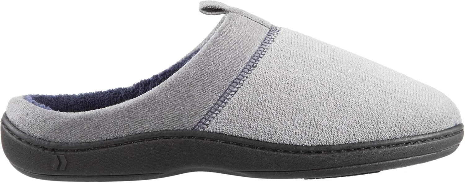 isotoner Men's Open Back Slipper with Memory Foam and Indoor/Outdoor Sole